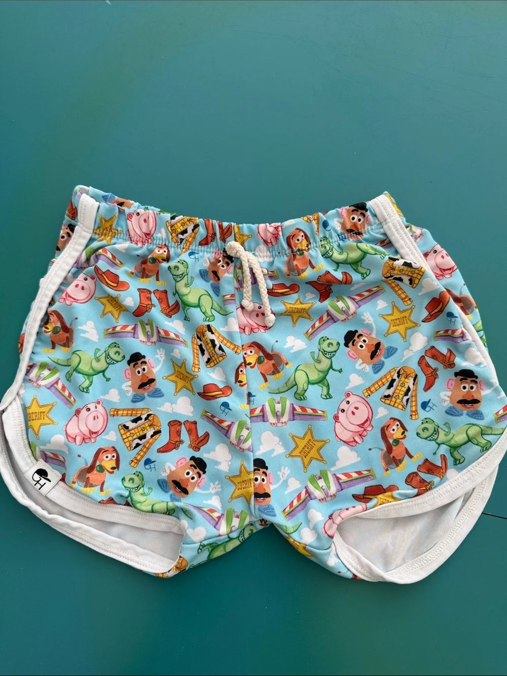 Kids Light Blue Toy Story Character Swim Trunks with Drawstring